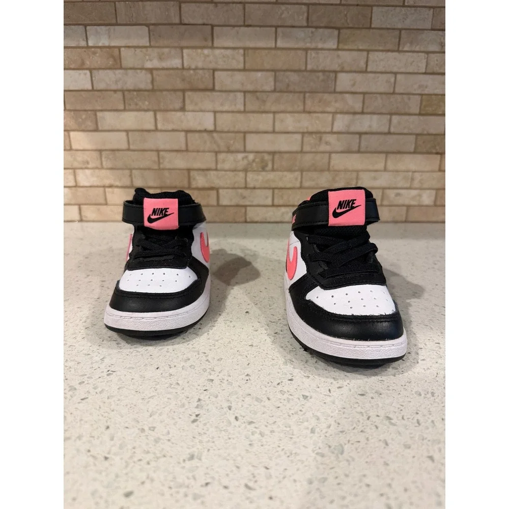 Nike Court Borough Mid 2 Toddler Sneakers Black Pink White